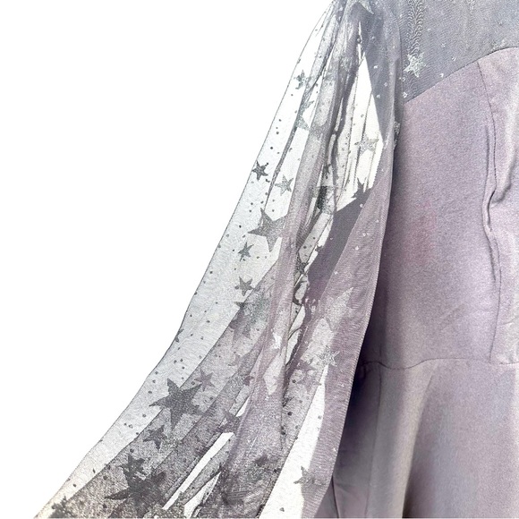 TORRID | Black Long Sleeve MIDI Dress, Star Sheer Sleeve | Size 4 - Picture 8 of 13